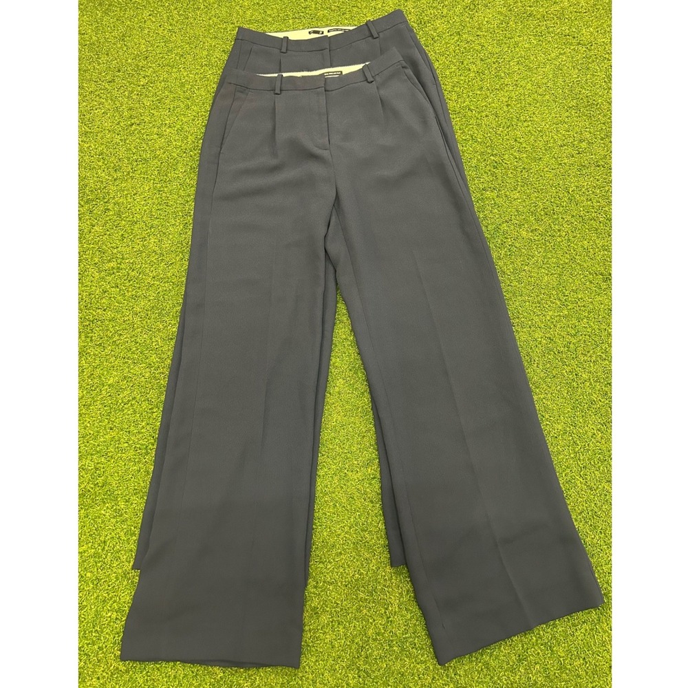 J.Crew Essential Wide Leg Pant Navy lot of 2 Pleated High Rise Trousers Size 4